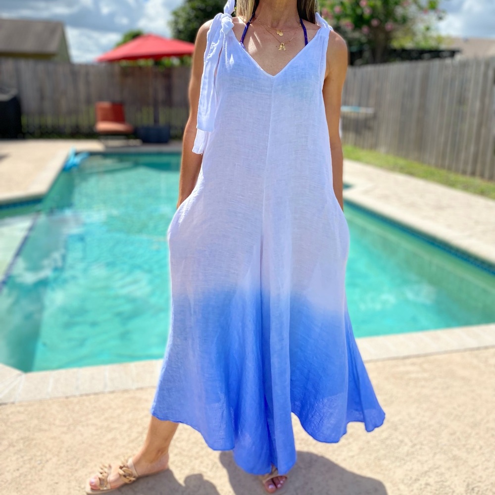 Italian linen ombre jumpsuit - Picture 5 of 12